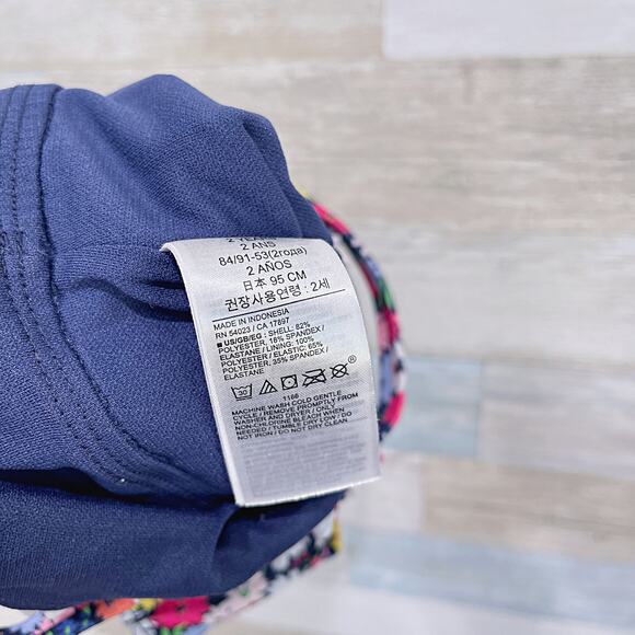 Baby GAP Floral Smocked One Piece Swimsuit Blue Pink Toddler Girls 2T 2 Years - Picture 5 of 5